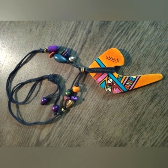 Vintage Symbol (Fish Hook?) W/Beads Handmade - Picture 2 of 5